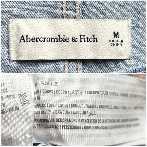 Abercrombie & Fitch Blue Denim Relaxed Fit Overalls Size Medium - Picture 4 of 12